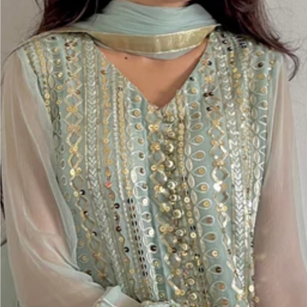 Original Rang E Haya Pakistani Ethnic wear in pista green - Picture 4 of 9